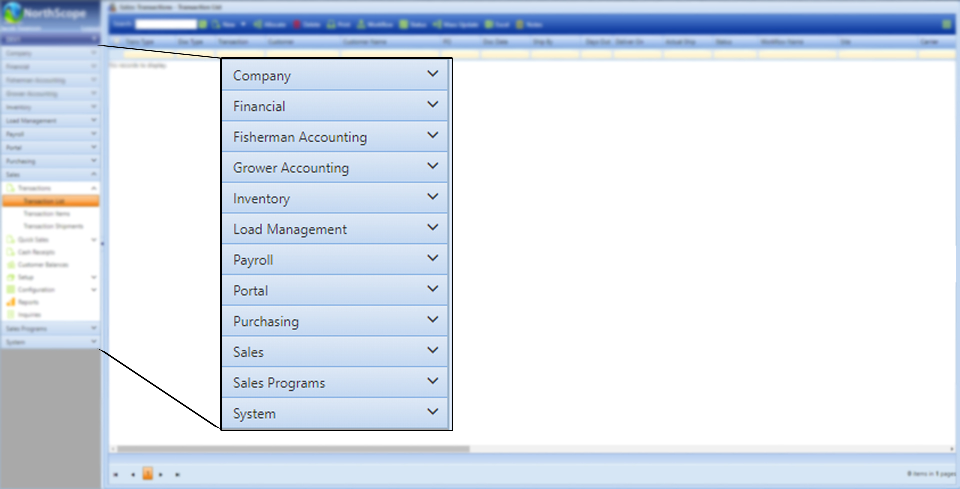 New Food ERP Menu